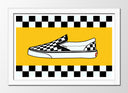 Cuadro enmarcado blanco zapatillas vans, clasic slip-on, retro, vintage