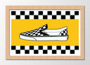 Cuadro enmarcado natural zapatillas vans, clasic slip-on, retro, vintage