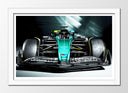 Cuadro enmarcado blanco Formula 1 2024, Aston Martin AMR24, Fernando Alonso