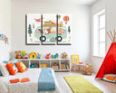 Estancia ilustracion infantil furgoneta con animales