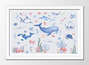 Cuadro enmarcado blanco ilustracion infantil,animales marinos