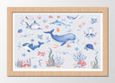 Cuadro enmarcado natural ilustracion infantil,animales marinos