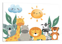 Cuadro ilustracion infantil de animales de la selva