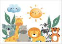 Lámina ilustracion infantil de animales de la selva