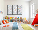 Estancia mapamundi infantil, fondo gris