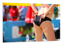 Cuadro volleyball, jugadora en un partido