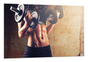 Cuadro fitness, levantamiento de mancuernas mujer, crossfit
